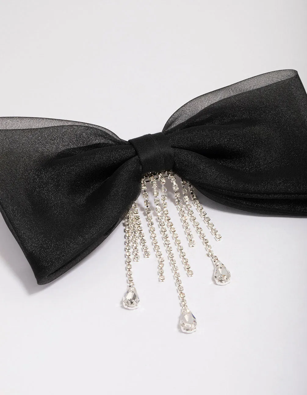 Black Fabric Organza Diamante Cupchain Hair Bow Clip sold by lovisa product image thumbnail 2