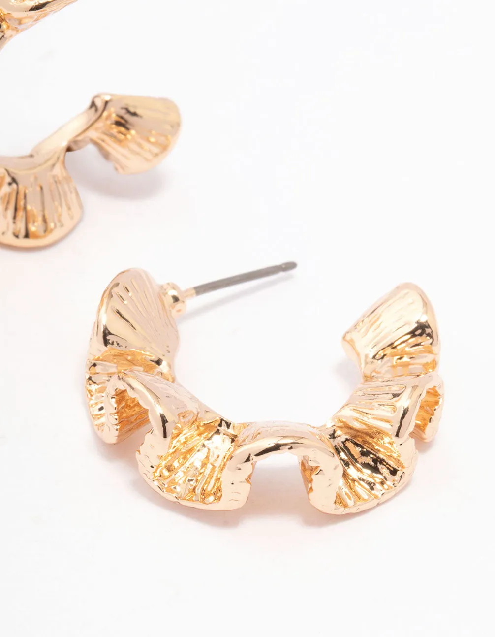 Gold Hammered Wave Hoop Earrings sold by lovisa product image thumbnail 3