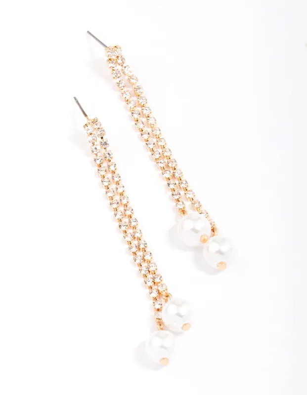 Gold Cup Chain Pearl Drop Earrings sold by lovisa