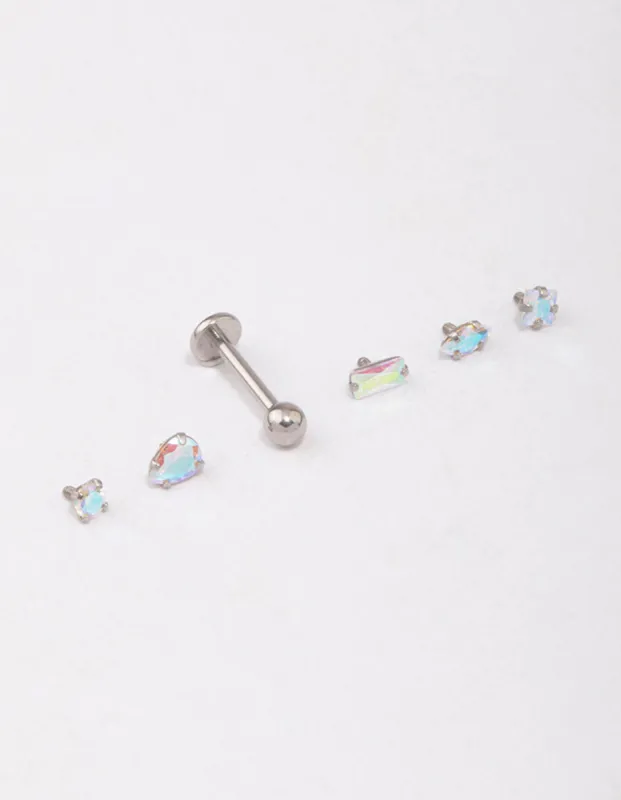 Surgical Steel Iridescent Cubic Zirconia Flat Back Pack sold by lovisa