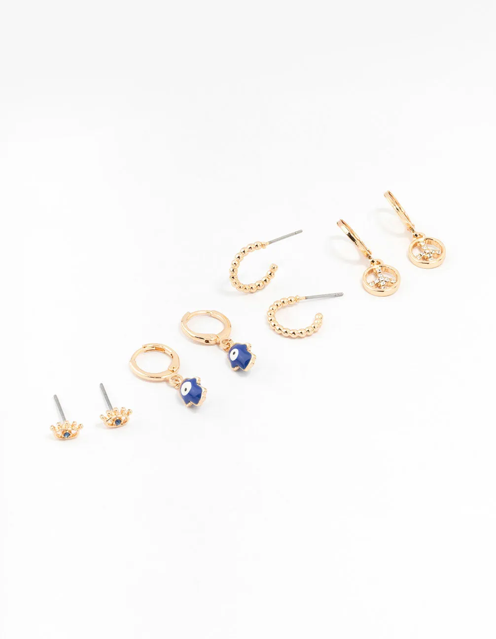 Gold Evil Eye Earrings 4-Pack sold by lovisa