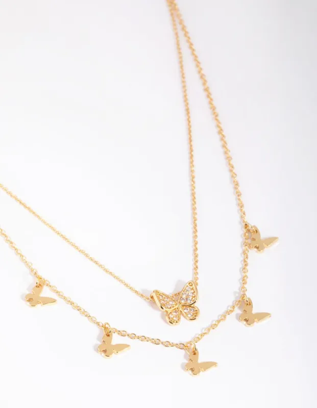 Gold Plated Butterfly Necklace Set sold by lovisa