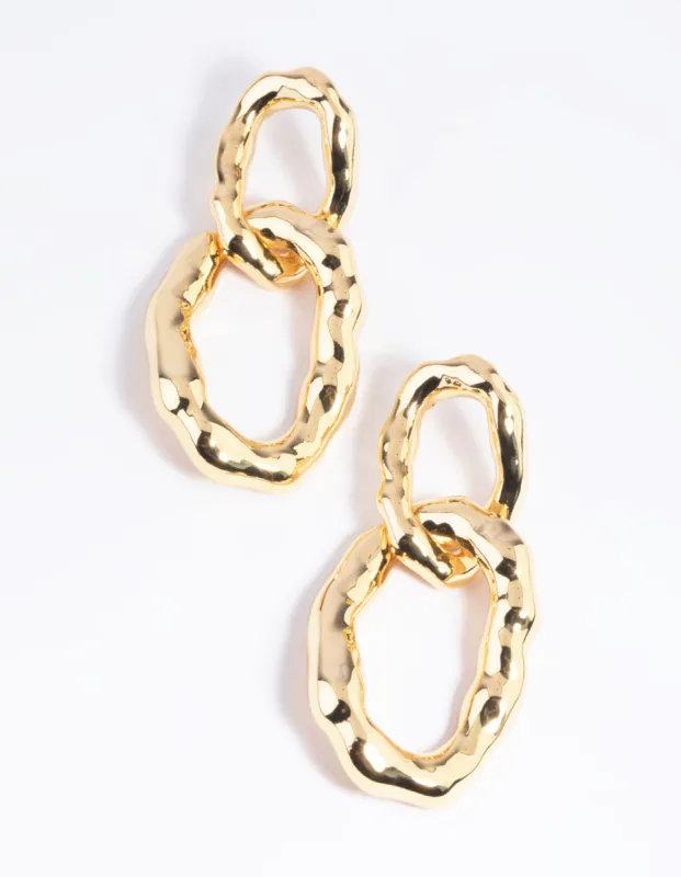 Gold Plated Molten Link Drop Earrings sold by lovisa