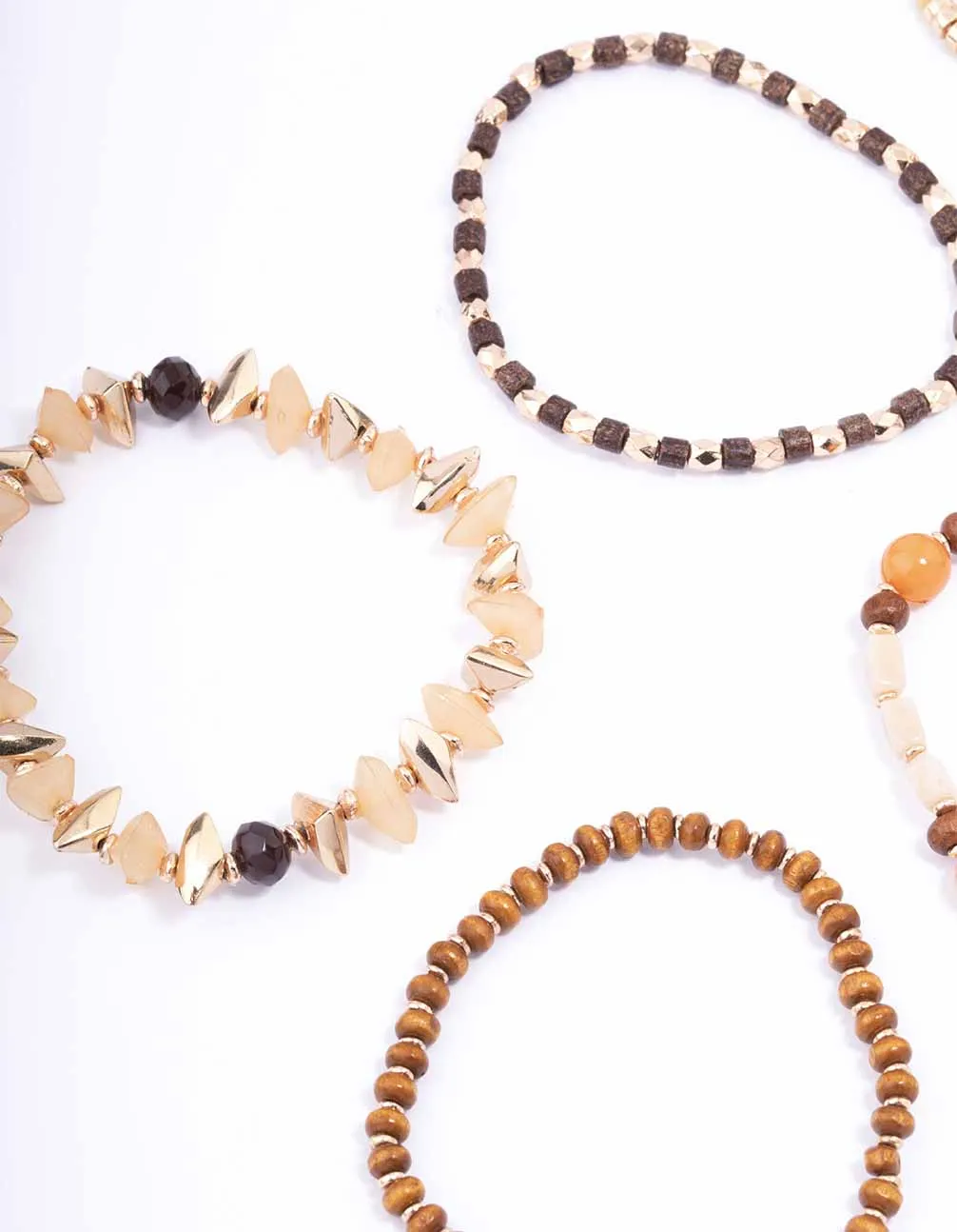 Gold Mixed Beaded Stretch Bracelet 6-Pack sold by lovisa product image thumbnail 2