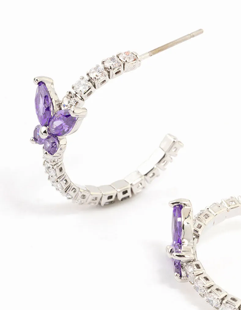 Diamante Silver Cupchain Butterfly Hoop Earrings sold by lovisa product image thumbnail 2