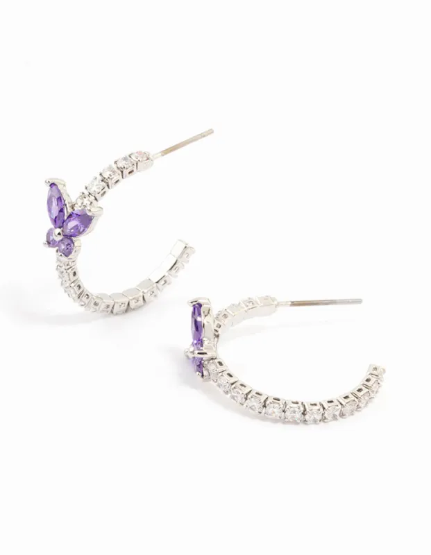 Diamante Silver Cupchain Butterfly Hoop Earrings sold by lovisa