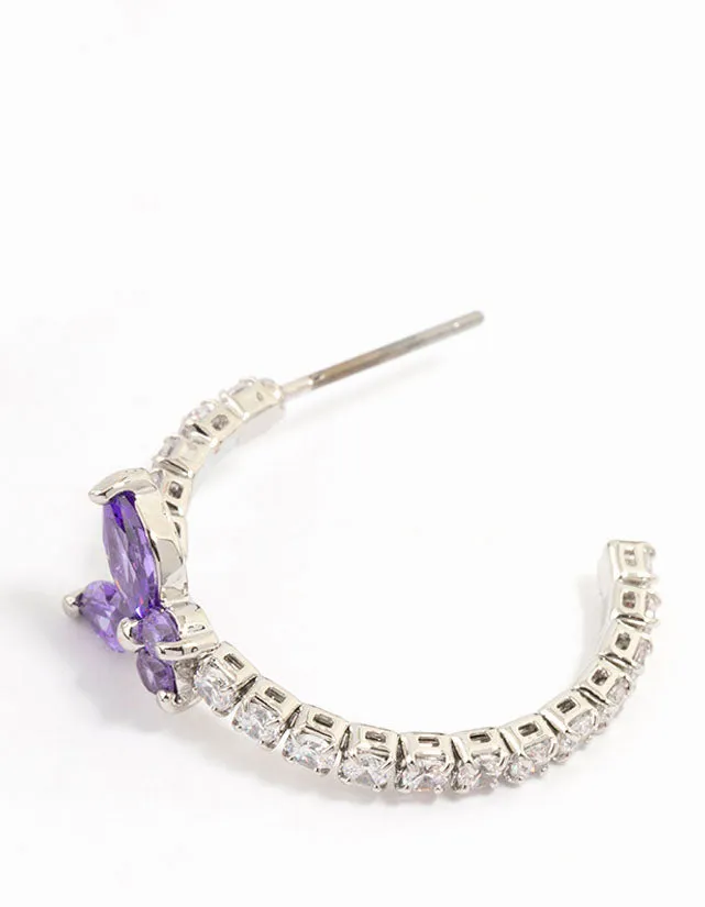 Diamante Silver Cupchain Butterfly Hoop Earrings sold by lovisa product image thumbnail 3