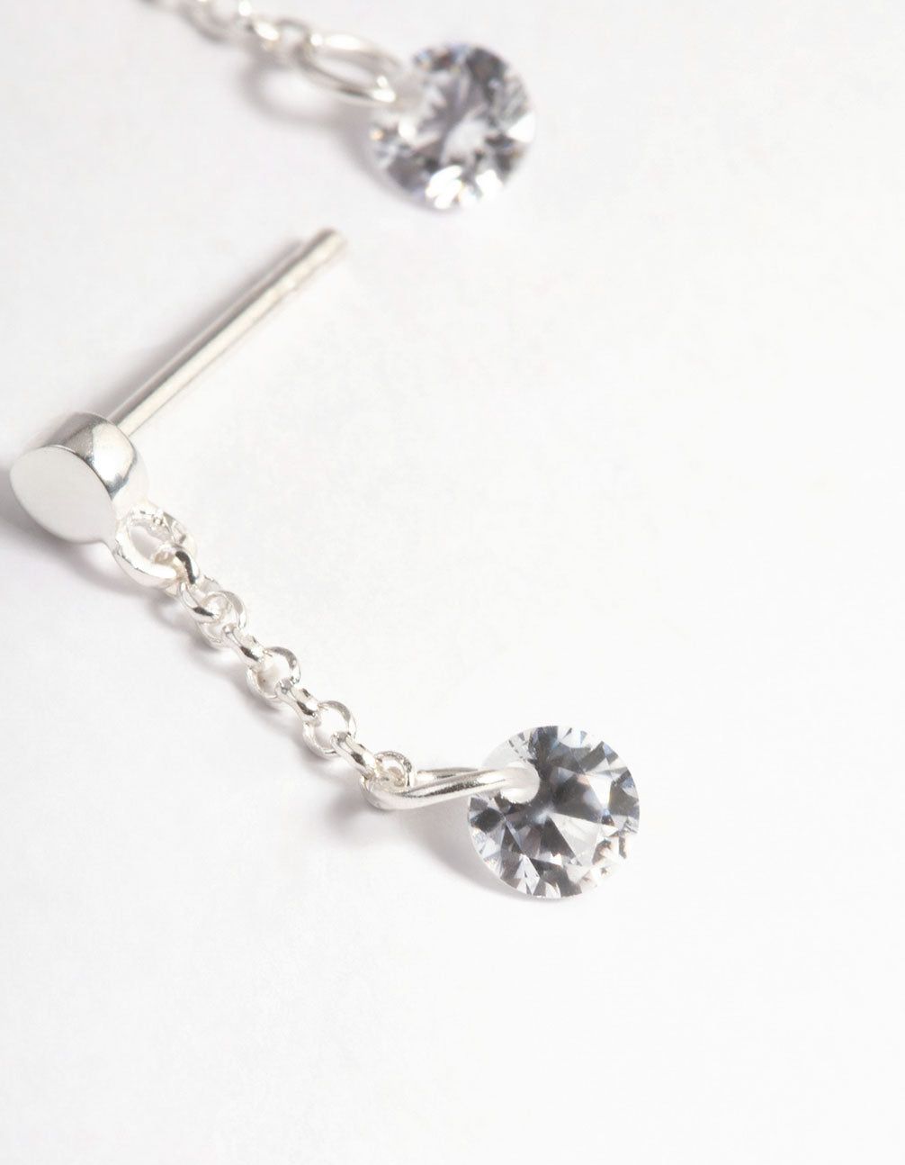 Sterling Silver Chain Cubic Zirconia Drop Earrings sold by lovisa product image thumbnail 3