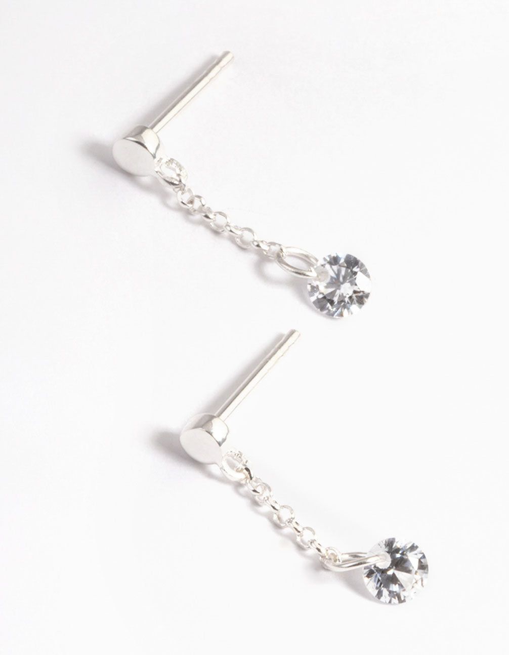 Sterling Silver Chain Cubic Zirconia Drop Earrings sold by lovisa