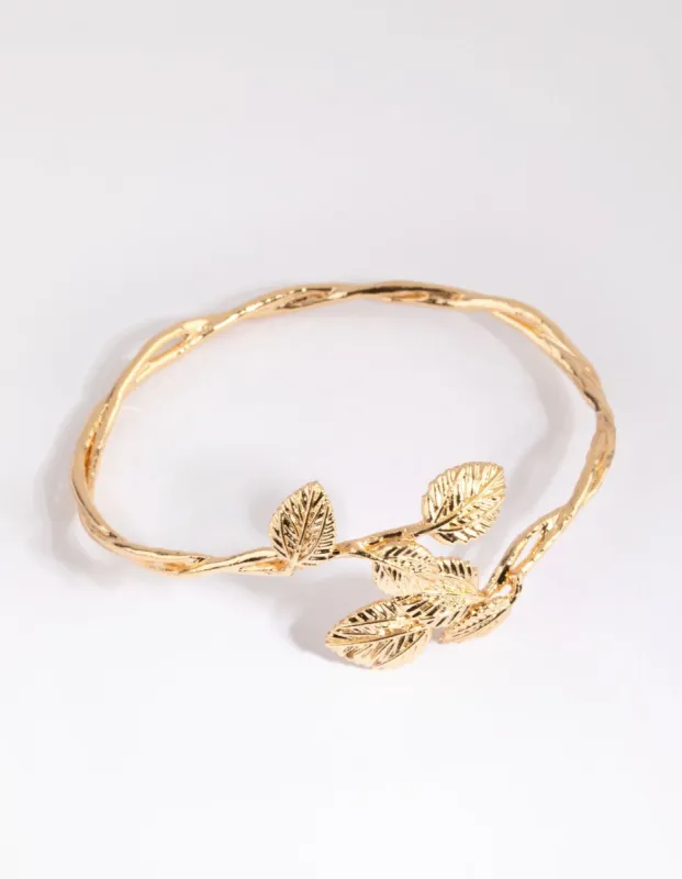 Gold Plated Leaf Cuff Bracelet sold by lovisa