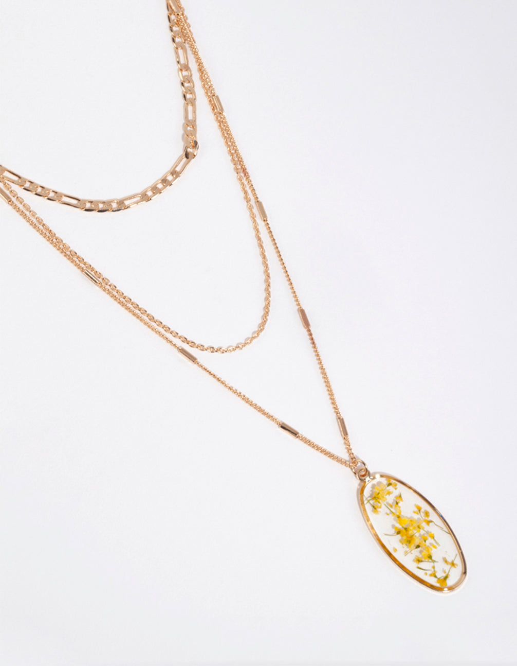 Gold Trapped Flower Layered Necklace sold by lovisa