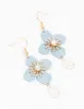 Gold Blue Teardrop Pearl Flower Drop Earrings sold by lovisa