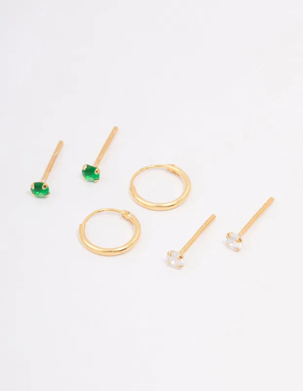 Gold Plated Sterling Silver Cubic Zirconia Earring 3-Pack sold by lovisa