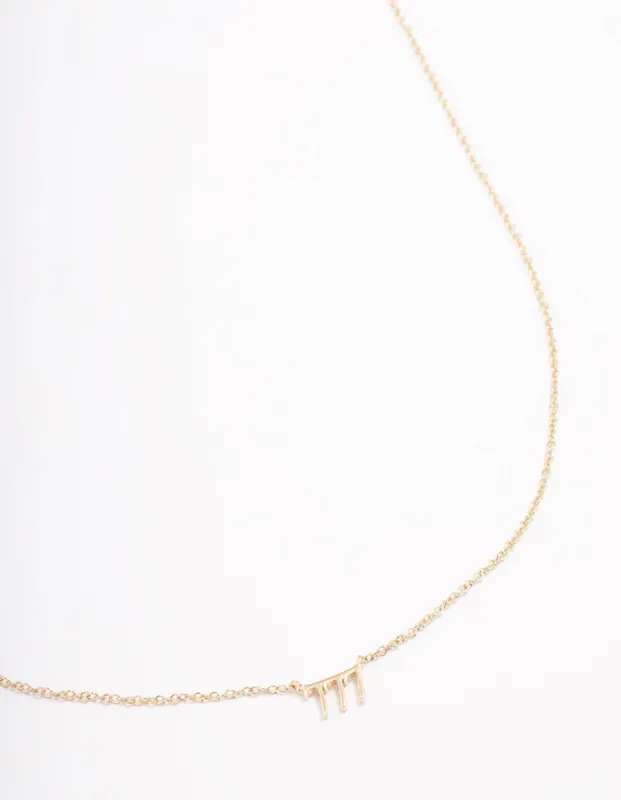 Gold Plated Sterling Silver 777 Angel Number Pendant Necklace sold by lovisa