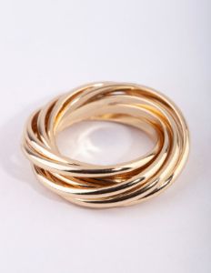 Gold Plain Multi Band Twist Ring sold by lovisa