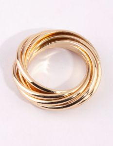 Gold Plain Multi Band Twist Ring sold by lovisa