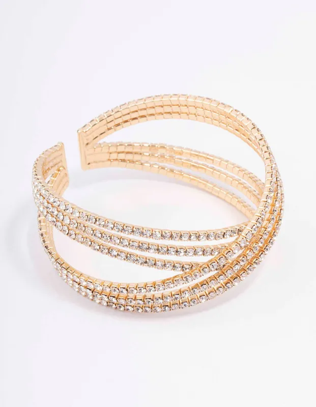 Gold Overlapping Wrist Cuff sold by lovisa