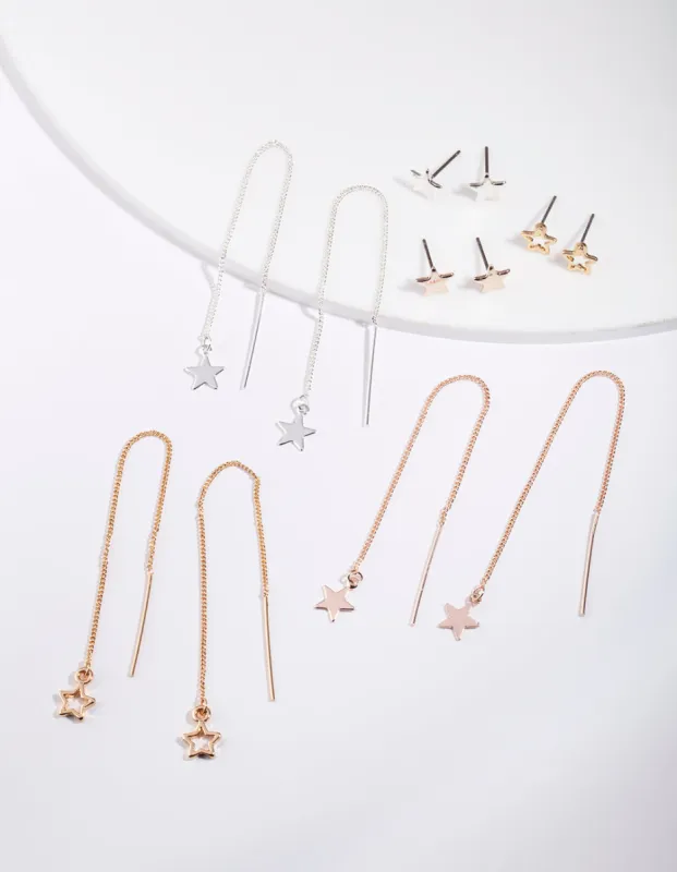 Gold Star Stud Drop Star Earring Pack sold by lovisa