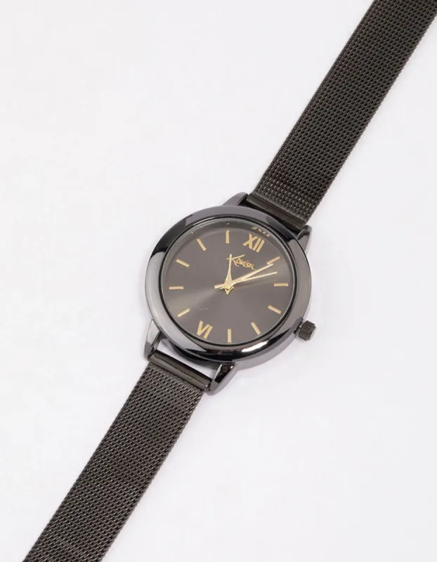 Black Thin Simple Mesh Watch sold by lovisa