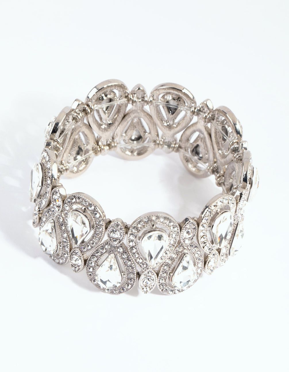 Silver Diamante Teardrop Stretch Bracelet sold by lovisa