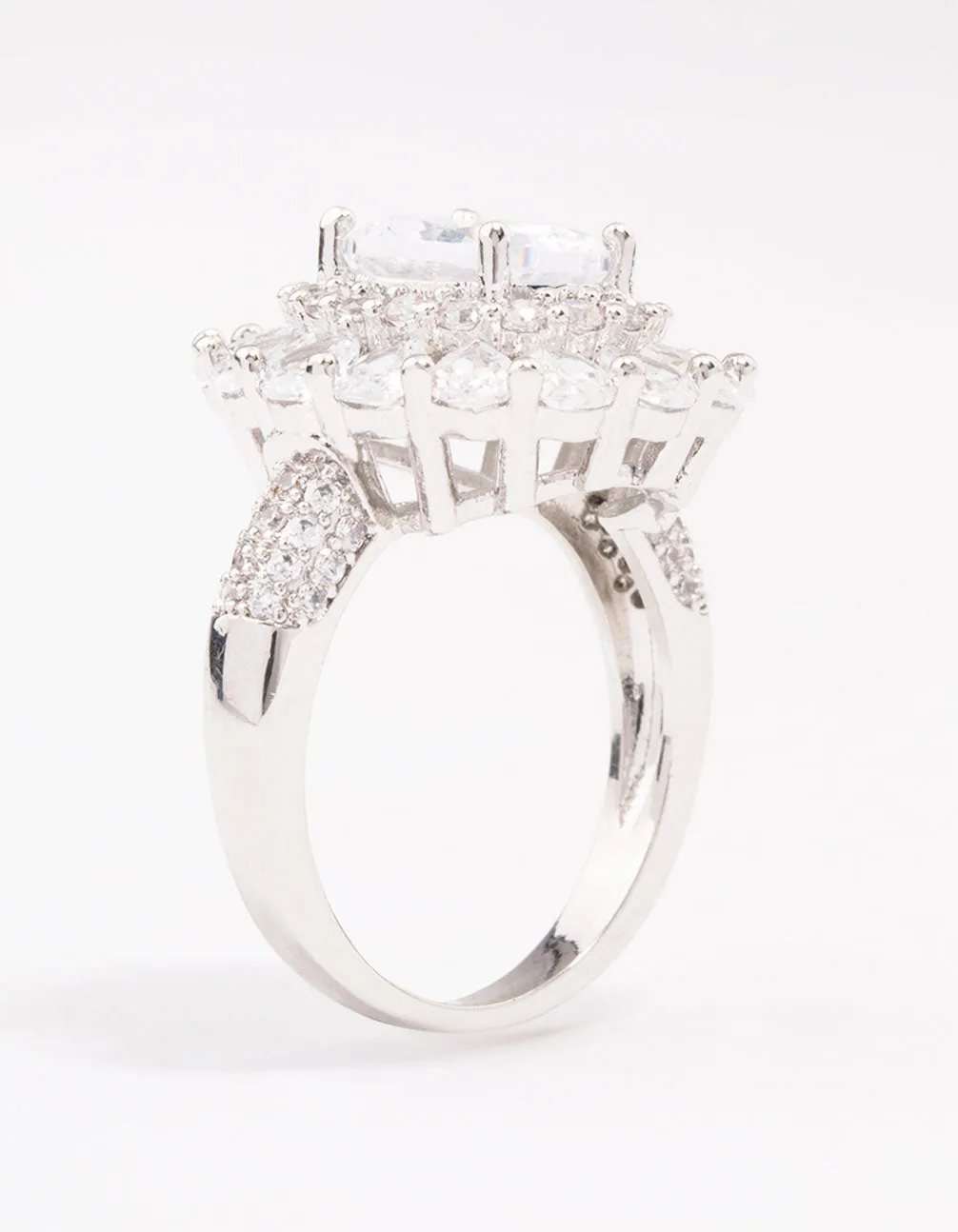 Silver Glistening Cubic Zirconia Oval Cocktail Ring sold by lovisa product image thumbnail 2