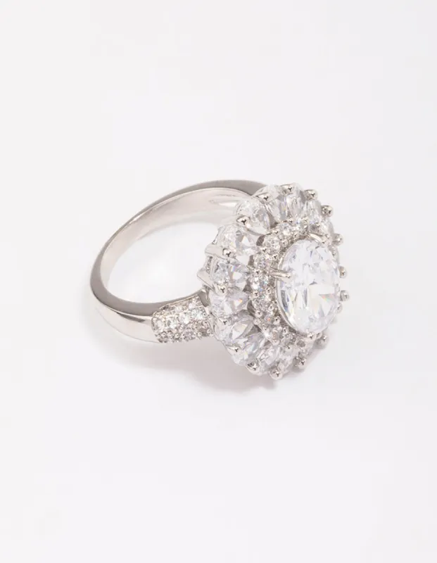 Silver Glistening Cubic Zirconia Oval Cocktail Ring sold by lovisa