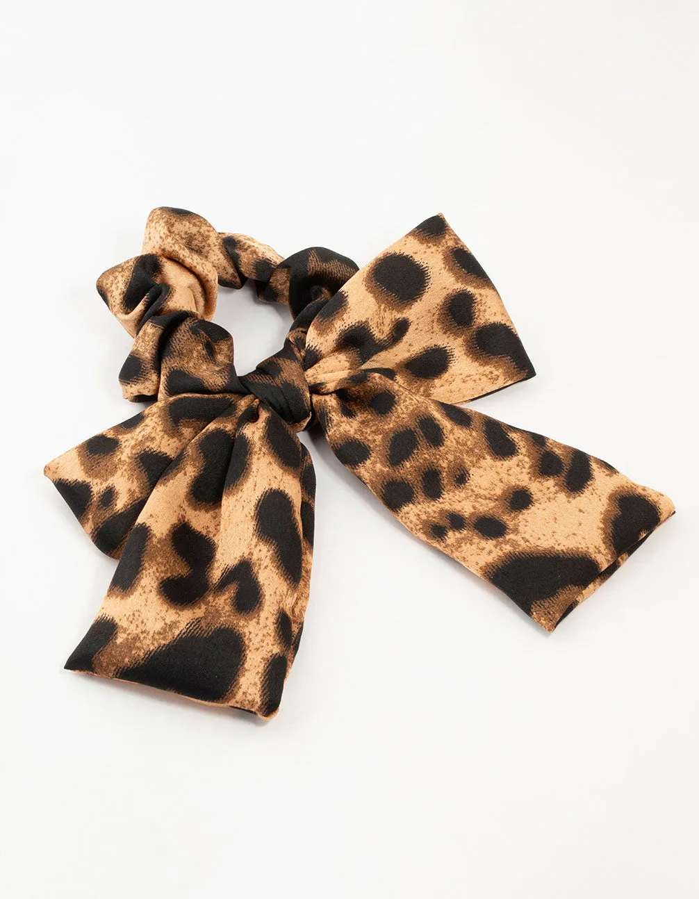 Leopard Satin Bow Scrunchie sold by lovisa
