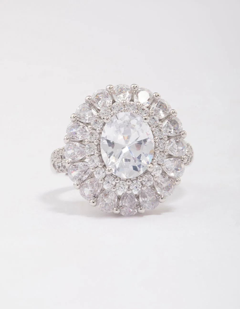 Silver Glistening Cubic Zirconia Oval Cocktail Ring sold by lovisa product image thumbnail 3