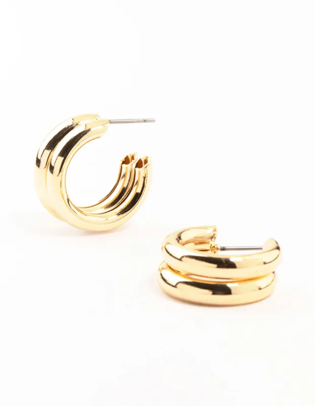 Gold Double Strand Bubble Hoop Earrings sold by lovisa