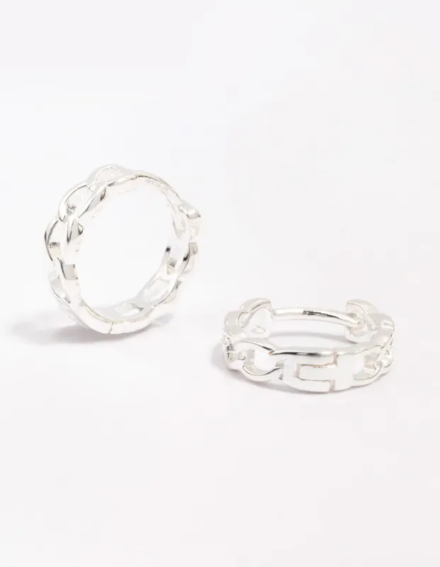 Sterling Silver Textured Huggie Hoop Earrings sold by lovisa