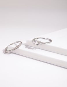 Rhodium Cubic Zirconia Vintage Ring Stack sold by lovisa