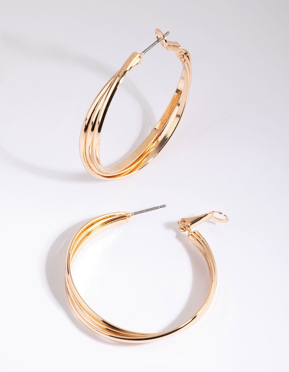 Gold Triple Twist Hoop Earrings sold by lovisa product image thumbnail 4
