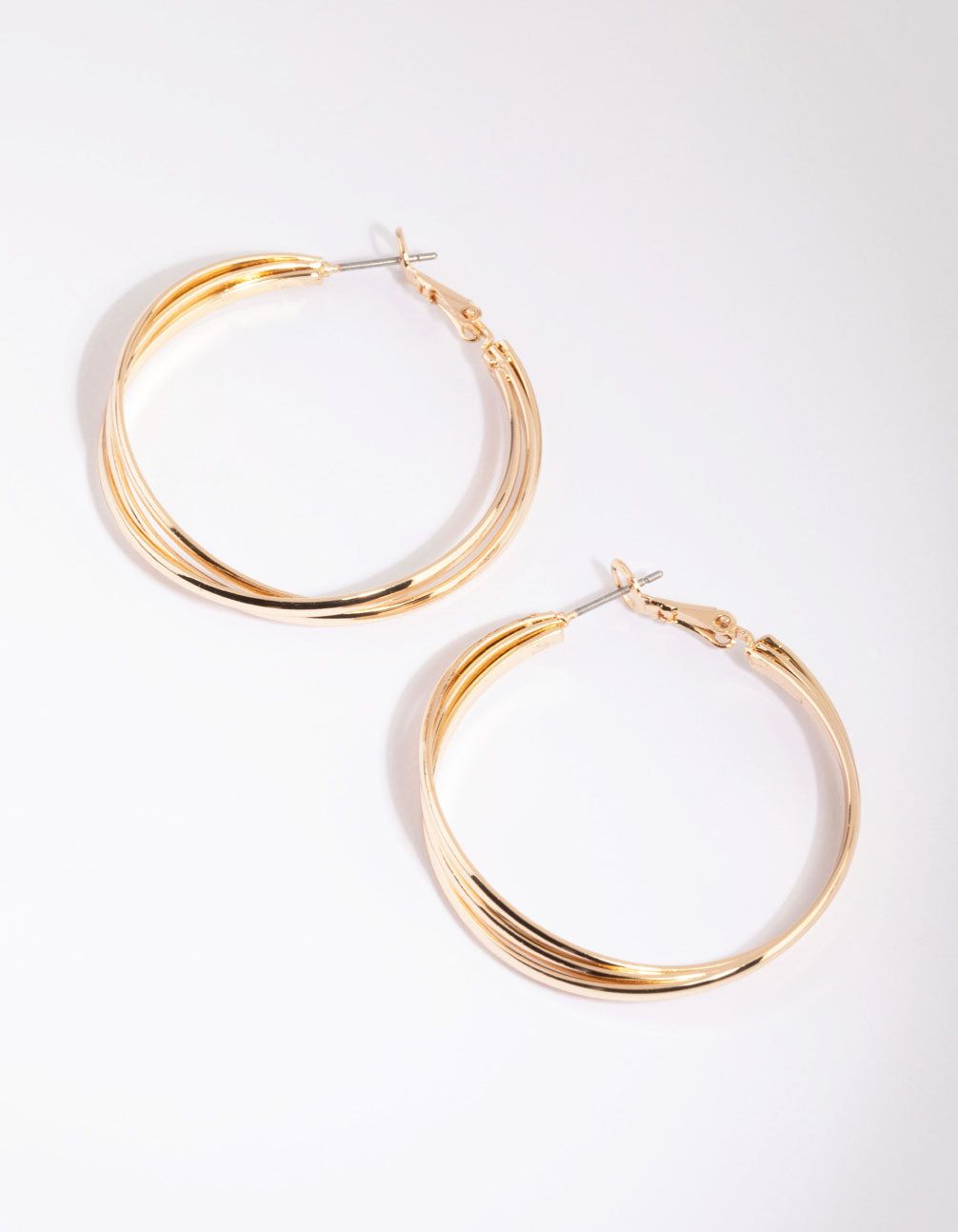 Gold Triple Twist Hoop Earrings sold by lovisa