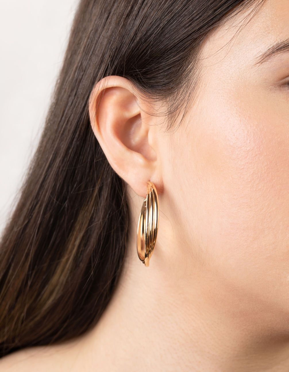 Gold Triple Twist Hoop Earrings sold by lovisa product image thumbnail 5