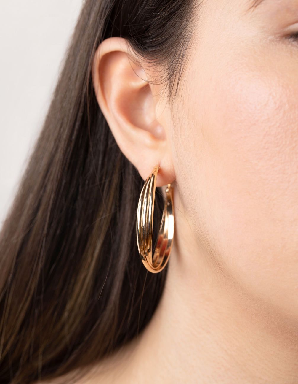 Gold Triple Twist Hoop Earrings sold by lovisa product image thumbnail 2