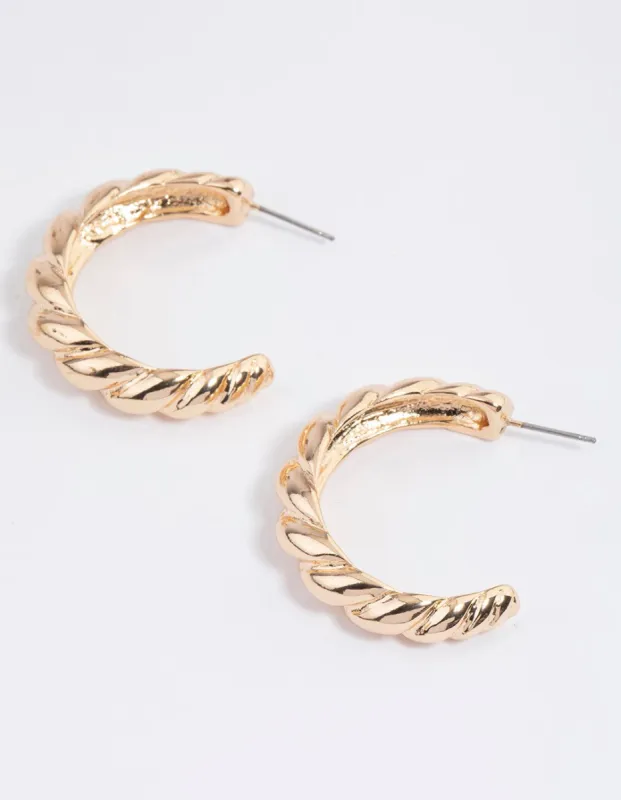 Gold Textured Hoop Earrings sold by lovisa