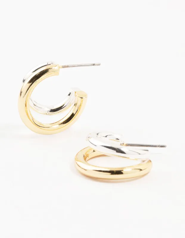 Mixed Metals Graduating Hoop Earrings sold by lovisa