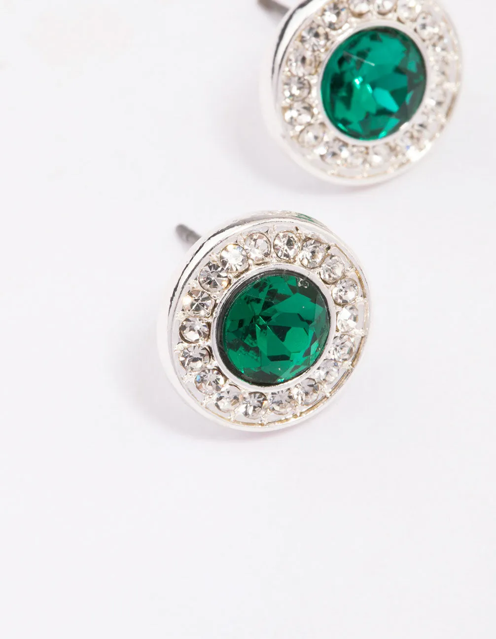 Silver Halo Emerald Diamante Stud Earrings sold by lovisa product image thumbnail 2