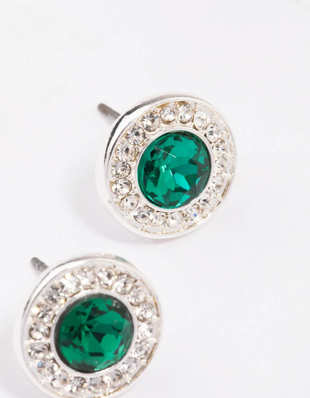 Silver Halo Emerald Diamante Stud Earrings sold by lovisa product image thumbnail 3