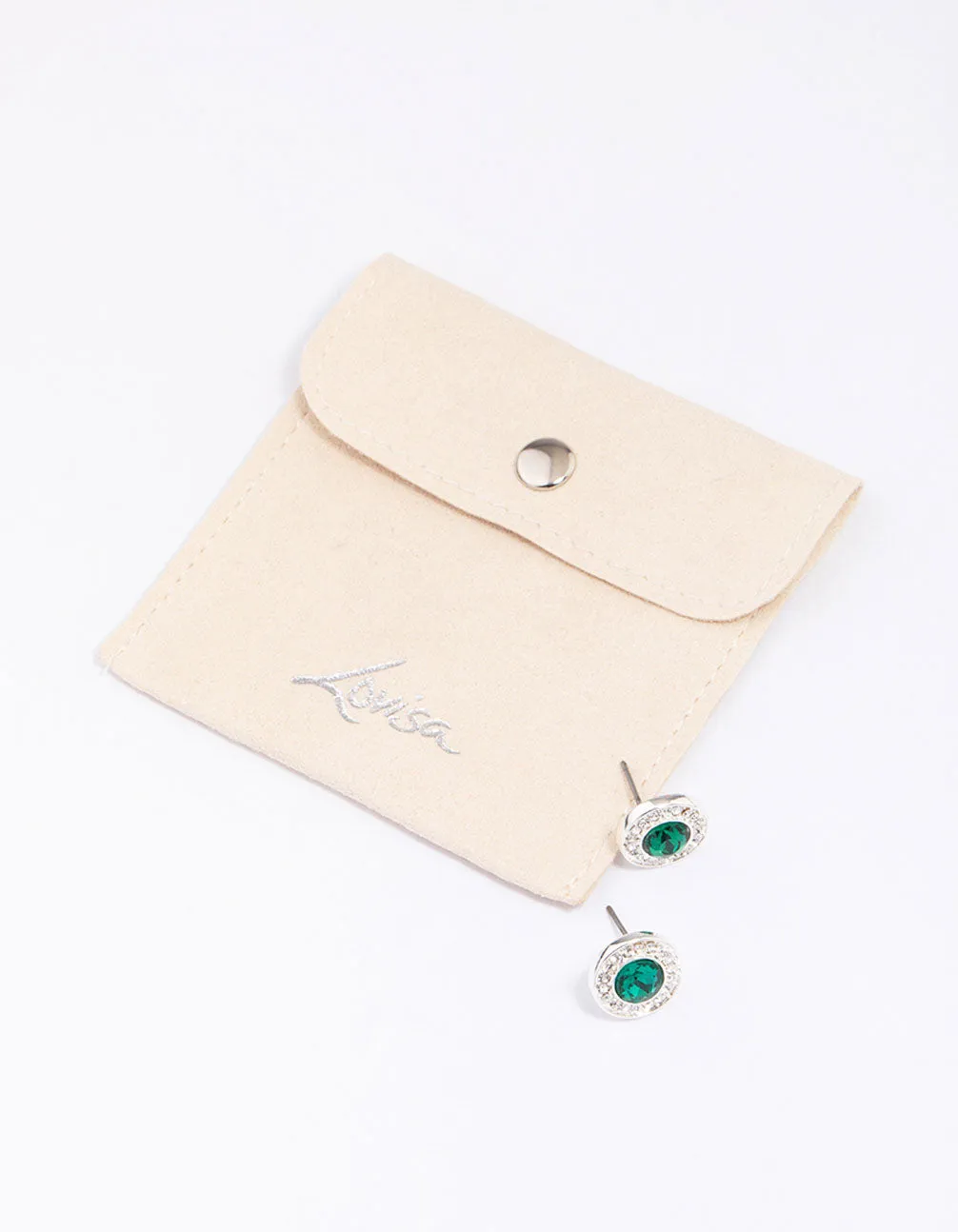 Silver Halo Emerald Diamante Stud Earrings sold by lovisa product image thumbnail 4