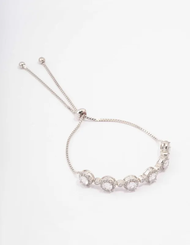 Silver Circular Cubic Zirconia Toggle Bracelet sold by lovisa