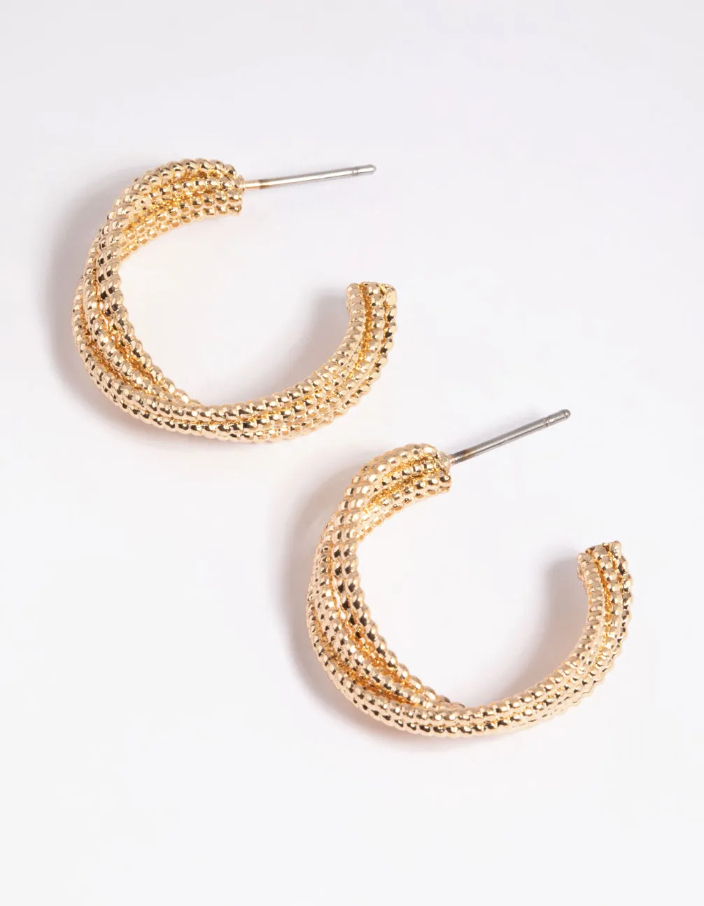 Gold Criss Cross Hoop Earrings sold by lovisa