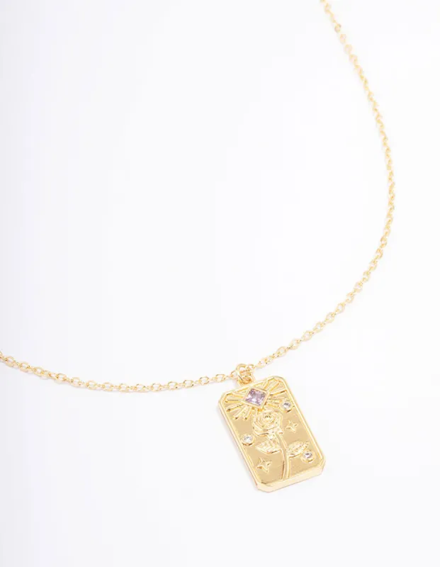 Gold Plated June Birth Month Flower Pendant Necklace sold by lovisa