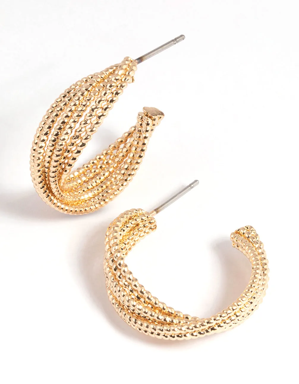 Gold Criss Cross Hoop Earrings sold by lovisa product image thumbnail 4