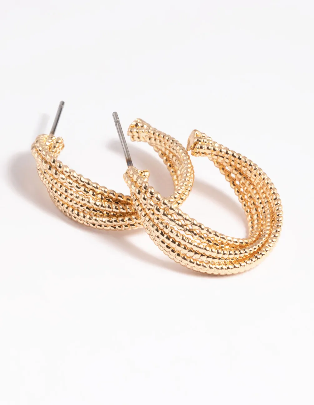 Gold Criss Cross Hoop Earrings sold by lovisa product image thumbnail 3