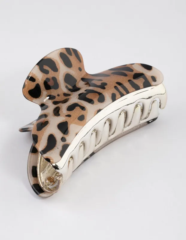 Acrylic Brown Leopard Print Arched Claw Clip sold by lovisa