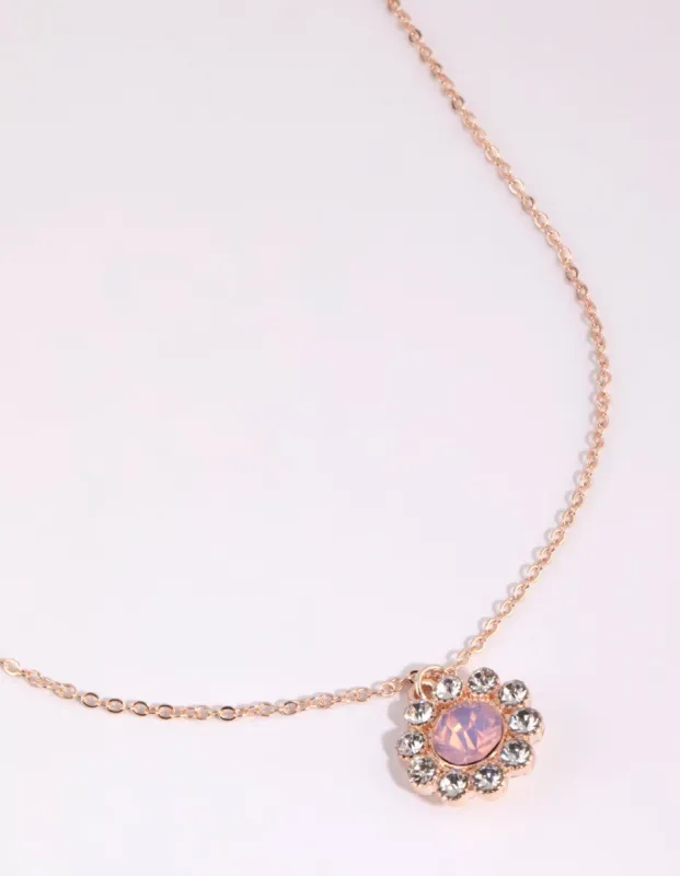 Rose Gold Diamante Petal Daisy Necklace sold by lovisa