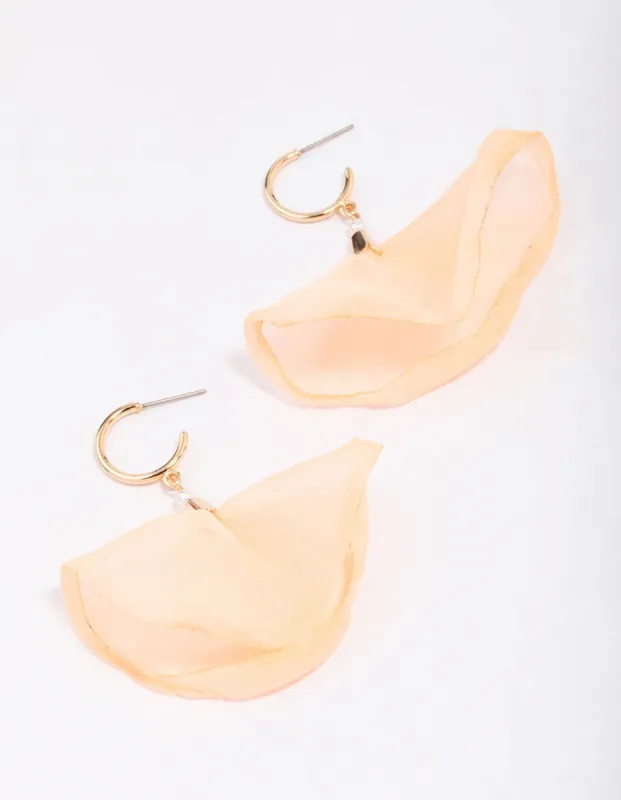 Gold Fabric Flower Huggie Drop Earrings sold by lovisa