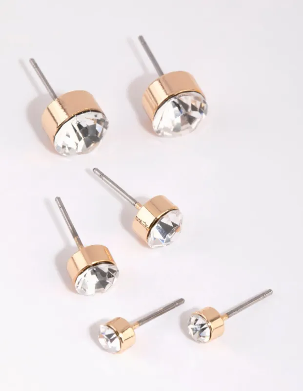 Gold Diamante Stud Earring Pack sold by lovisa