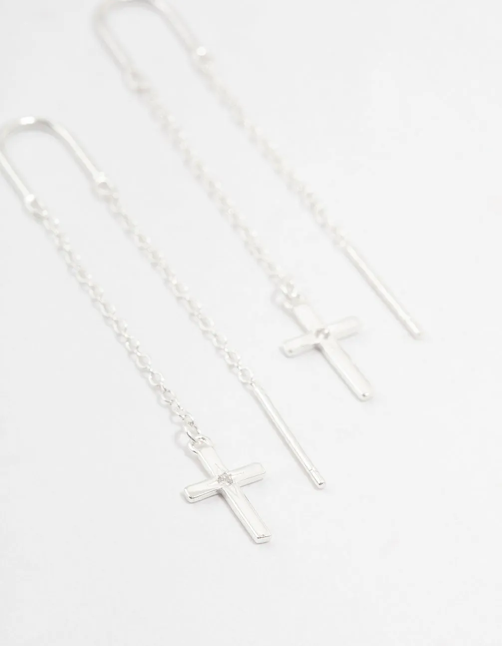 Sterling Silver Thread Through Cross Drop Earrings sold by lovisa product image thumbnail 2